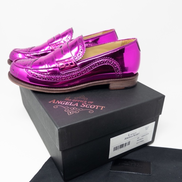 The Office of Angela Scott Ms Charlotte Metallic Magenta Penny Loafers Size 36.5 - Picture 9 of 9
